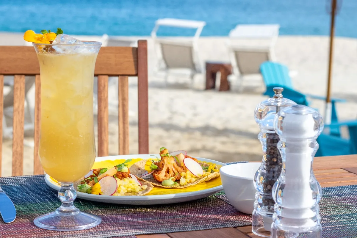 Gourmet dish served at the beachfront food truck at Garza Blanca Cabo