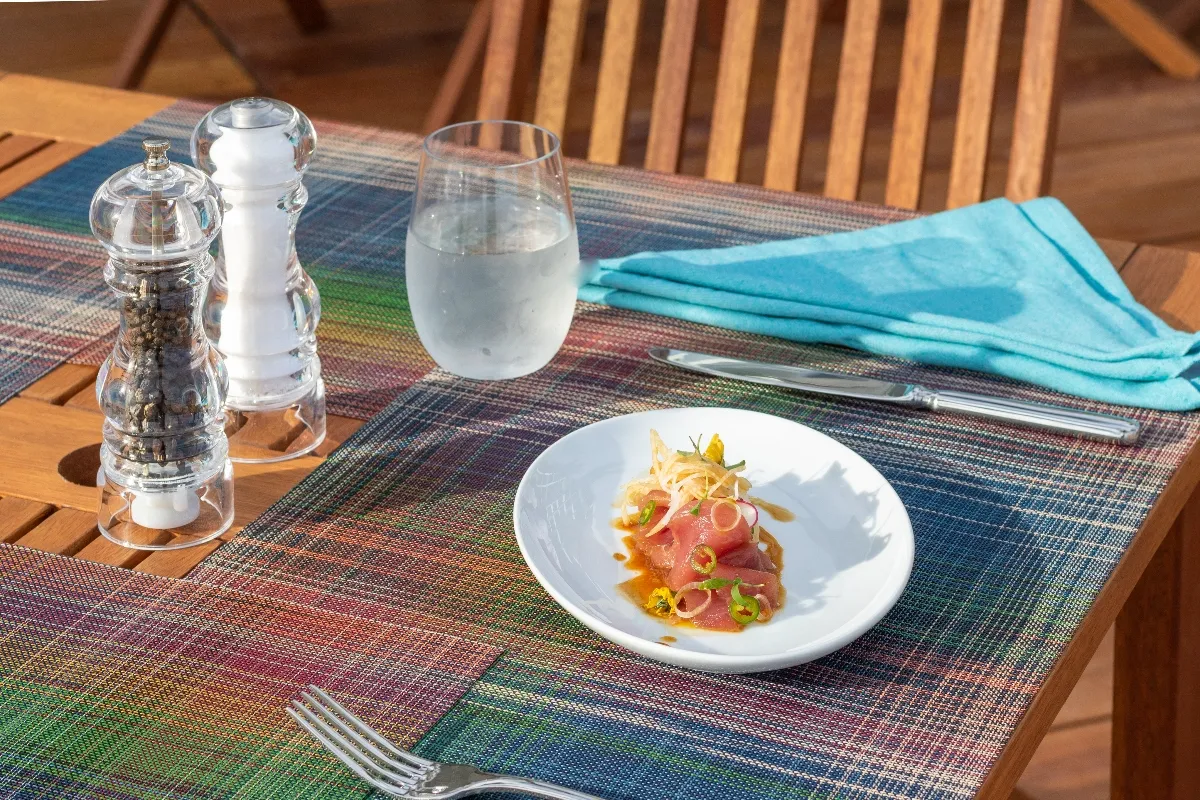 Seafood dish served at Garza Blanca Cabo food truck by the beach