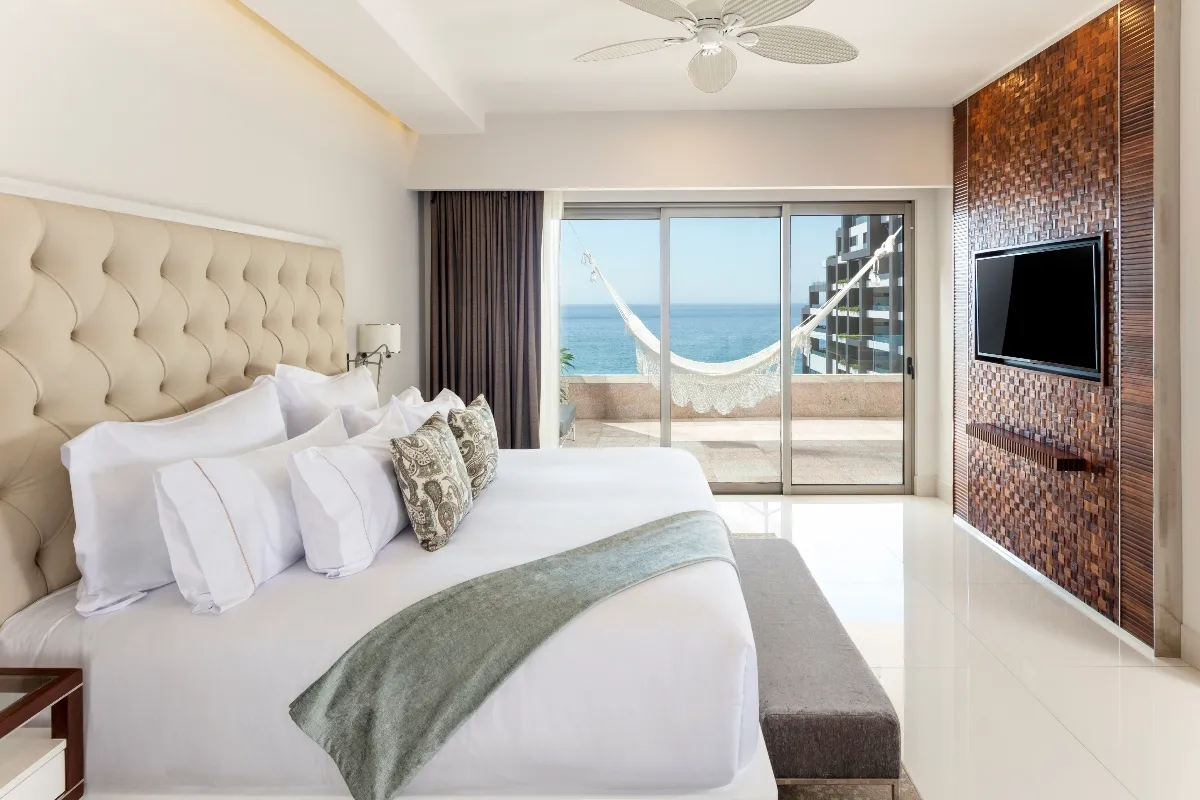 luxurious one-bedroom suite at Garza Blanca Cabo with pillow menu