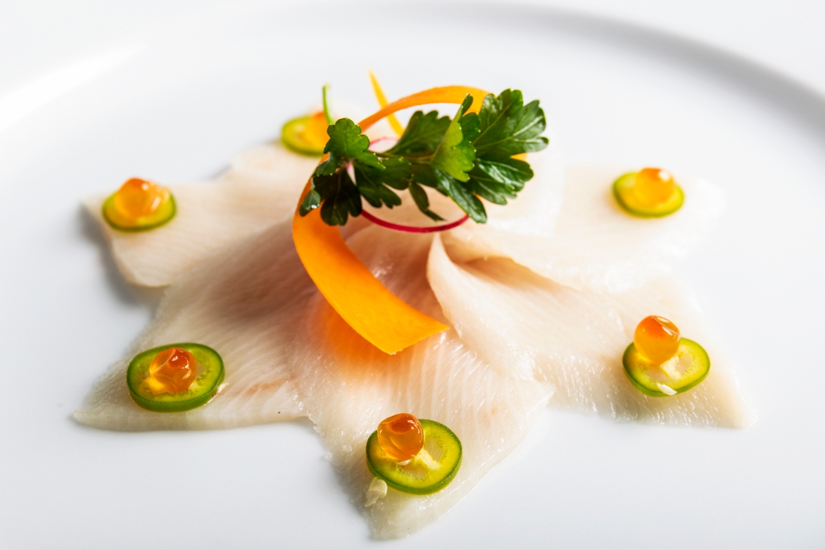 gourmet fish dish at hiroshi restaurant